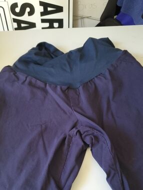 Motherhood Navy Dress Pants with Navy Fold-Over Waistband